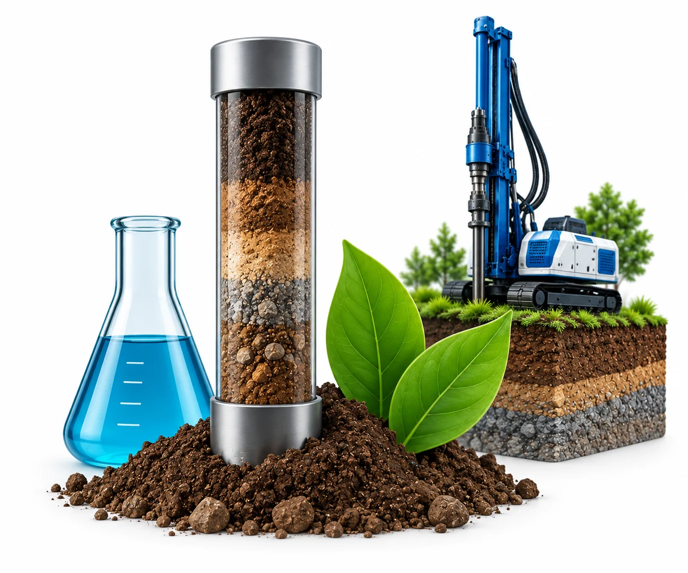 Schéma de forage environnemental et carottage
